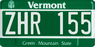 VT license plate ZHR155