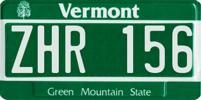 VT license plate ZHR156