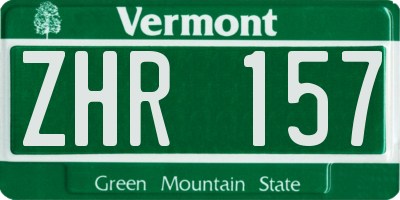 VT license plate ZHR157