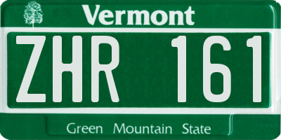 VT license plate ZHR161