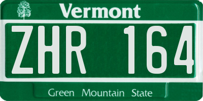 VT license plate ZHR164