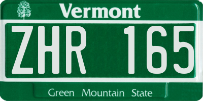 VT license plate ZHR165