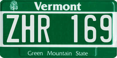 VT license plate ZHR169