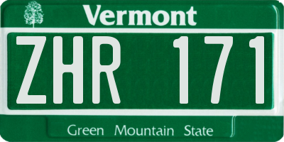 VT license plate ZHR171