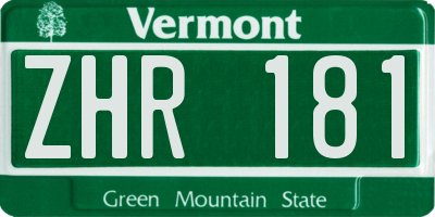 VT license plate ZHR181