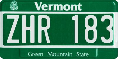VT license plate ZHR183