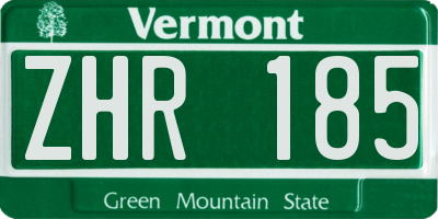 VT license plate ZHR185