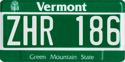VT license plate ZHR186