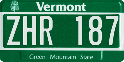 VT license plate ZHR187
