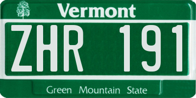 VT license plate ZHR191