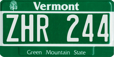 VT license plate ZHR244