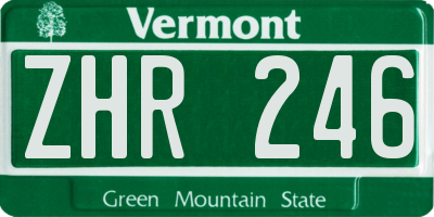 VT license plate ZHR246