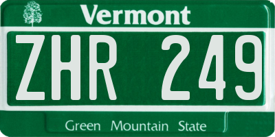 VT license plate ZHR249