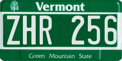 VT license plate ZHR256