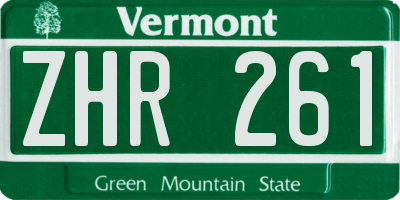 VT license plate ZHR261
