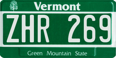 VT license plate ZHR269