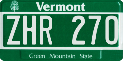VT license plate ZHR270