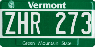 VT license plate ZHR273