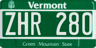 VT license plate ZHR280