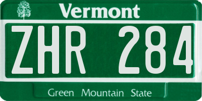VT license plate ZHR284