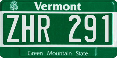 VT license plate ZHR291