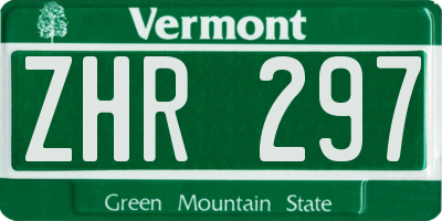 VT license plate ZHR297
