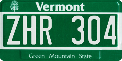 VT license plate ZHR304
