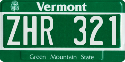 VT license plate ZHR321