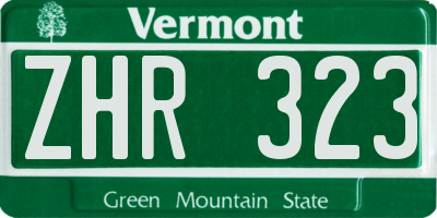 VT license plate ZHR323