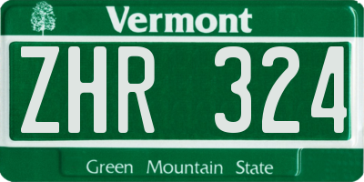 VT license plate ZHR324