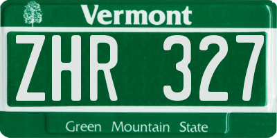 VT license plate ZHR327