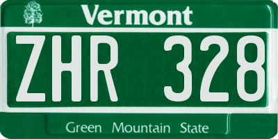 VT license plate ZHR328