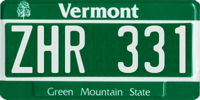 VT license plate ZHR331