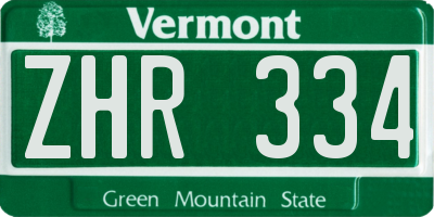 VT license plate ZHR334