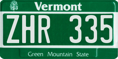 VT license plate ZHR335