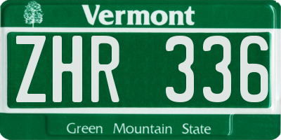 VT license plate ZHR336