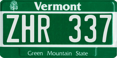 VT license plate ZHR337
