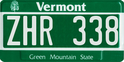 VT license plate ZHR338