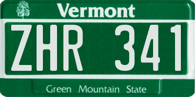 VT license plate ZHR341