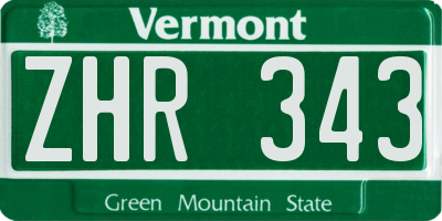 VT license plate ZHR343