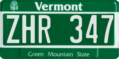 VT license plate ZHR347