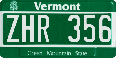 VT license plate ZHR356
