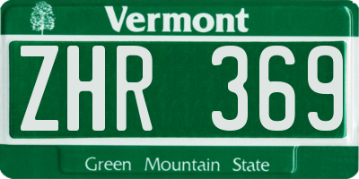 VT license plate ZHR369