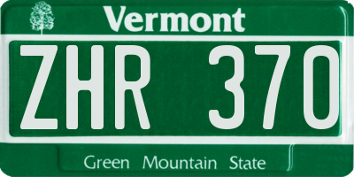 VT license plate ZHR370