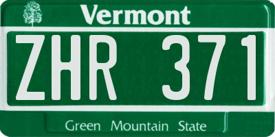 VT license plate ZHR371
