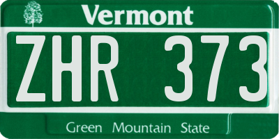 VT license plate ZHR373
