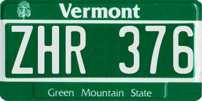 VT license plate ZHR376