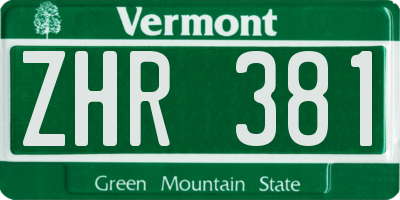 VT license plate ZHR381