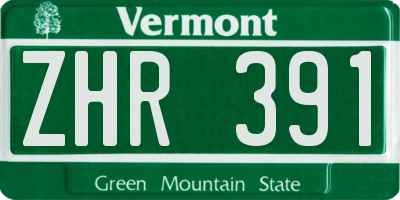 VT license plate ZHR391