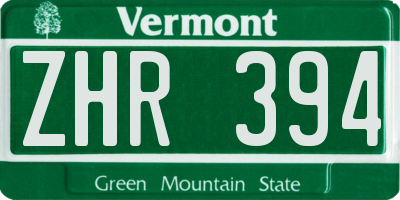 VT license plate ZHR394